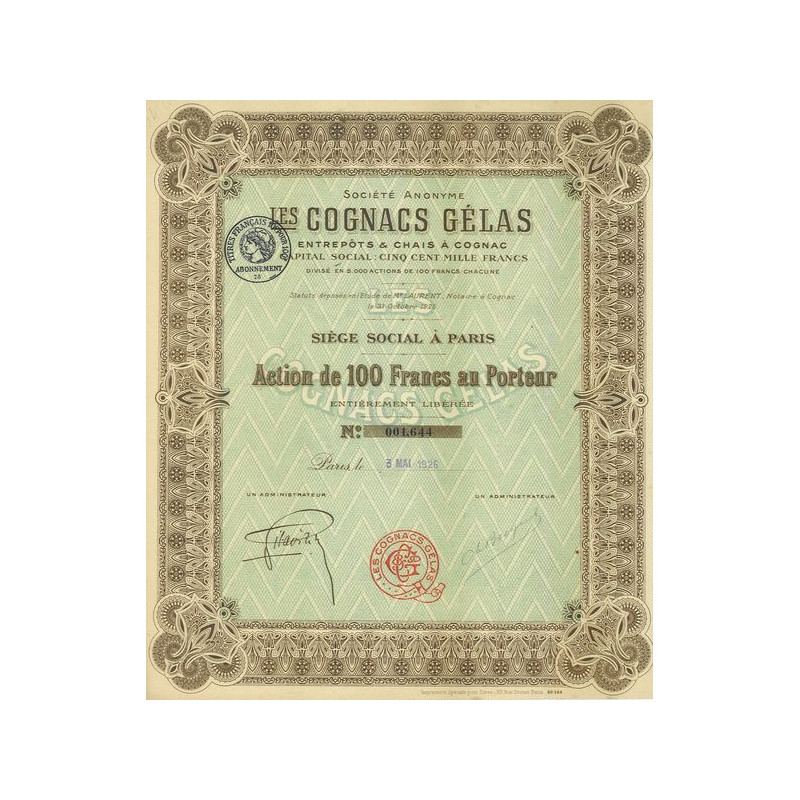 S.A. Les Cognacs Gélas - Entrepôts & Chais à Cognac (Act 100 F)