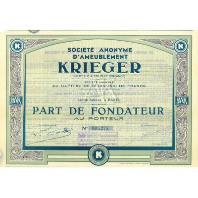 S.A. d'Ameublement Krieger (Anc L.P.A. Colin et Domange) (PF)