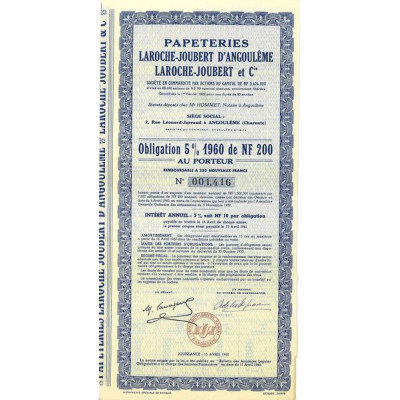 Papeteries Laroche-Joubert d'Angoulême - Laroche-Joubert & Cie