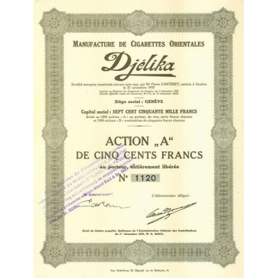 Manufacture de Cigarettes Orientales Djélika (Act)