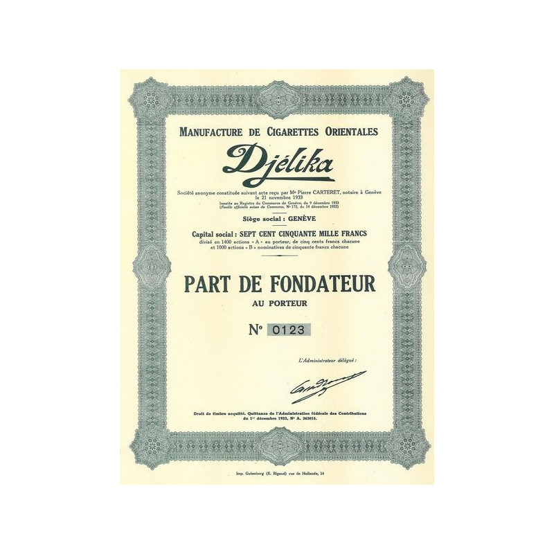 Manufacture de Cigarettes Orientales Djélika (PF)