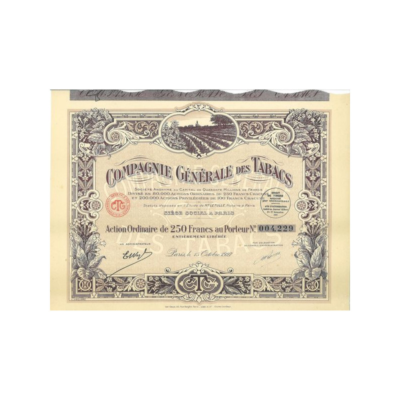 Cie Gale des Tabacs (Act O 250 F)
