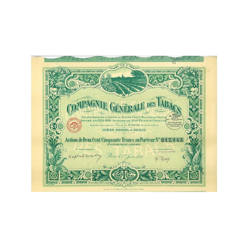 Cie Gale des Tabacs (Act 250 F)(1924)