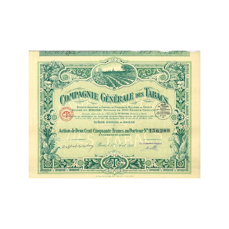 Cie Gale des Tabacs (Act 250 F)(1923)
