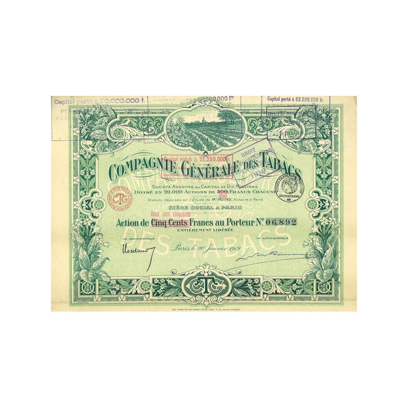 Cie Gale des Tabacs (Act 500 F)(1919)