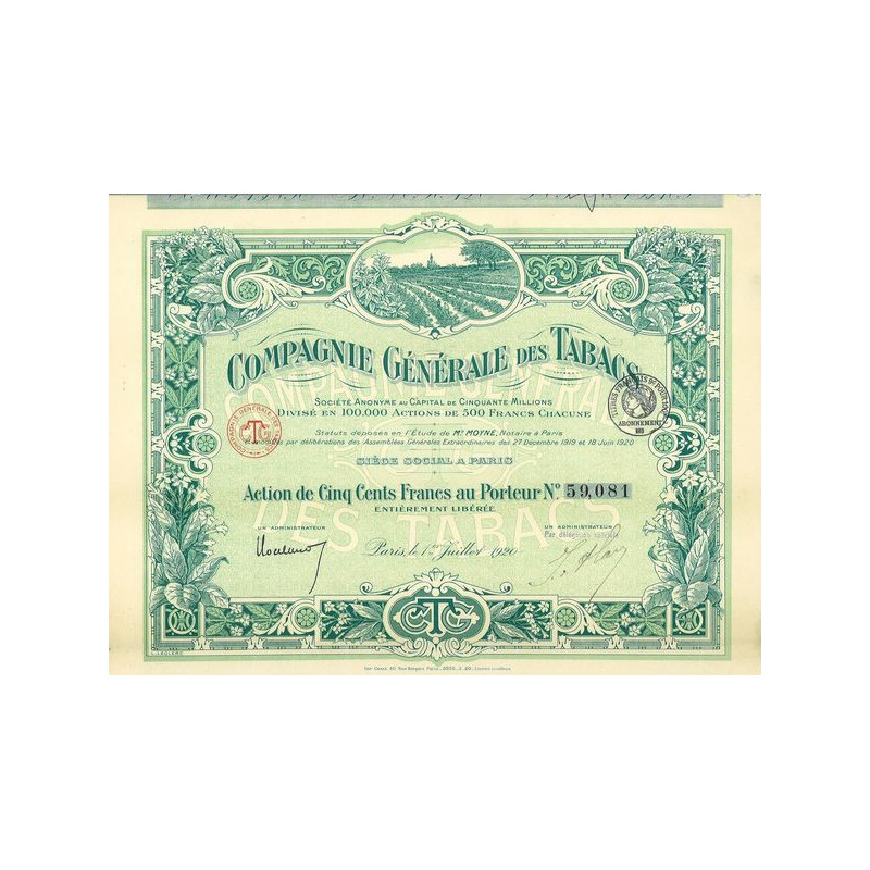 Cie Gale des Tabacs (Act 500 F)(1920)