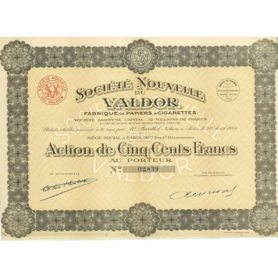 Sté Nlle du Valdor - Fabrique de Papiers à Cigarettes