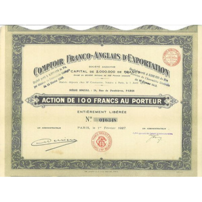 Comptoir Franco-Anglais d'Exportation (Act 100 F)
