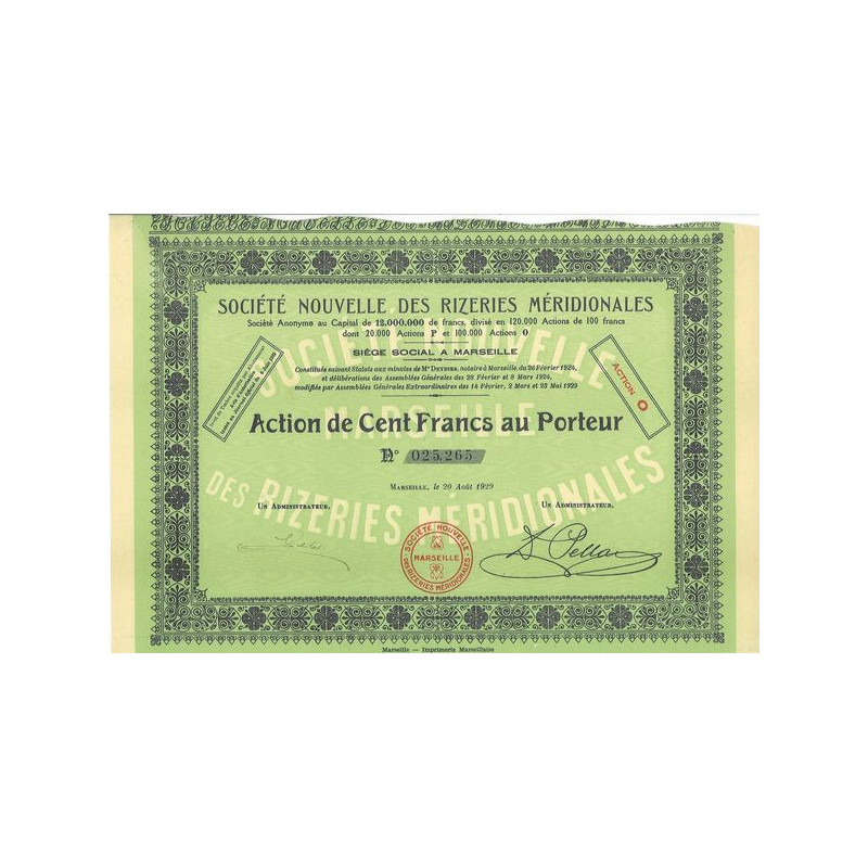 Sté Nlle des Rizeries Méridionales (1929)
