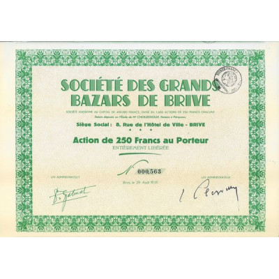 Sté des Grands Bazars de Brive (Act 250 F)