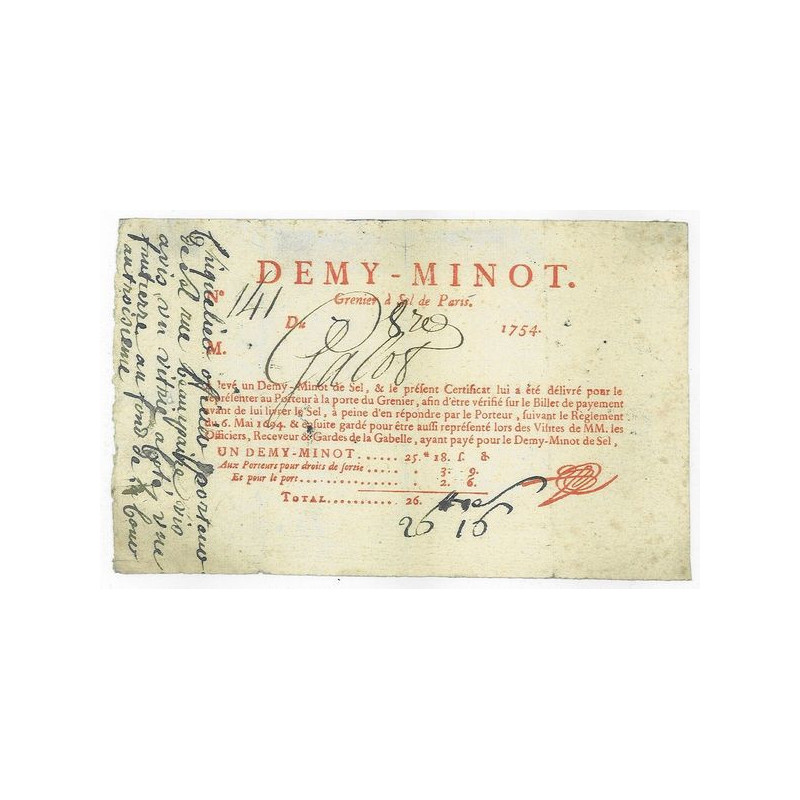 Demy-Minot - Grenier à Sel de Paris