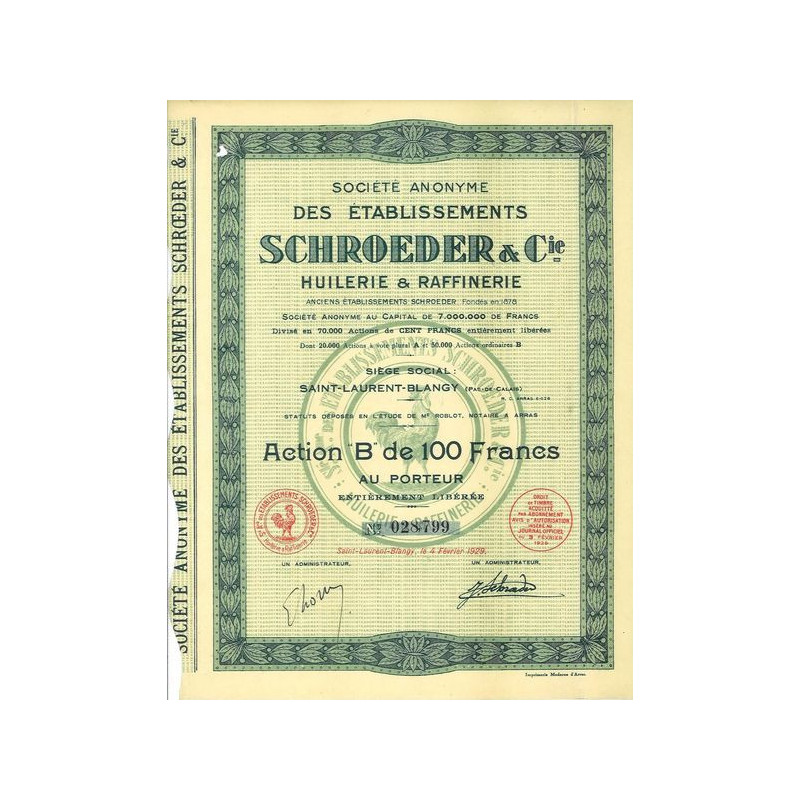 S.A. des Ets Schroeder & Cie Huilerie & Raffinerie