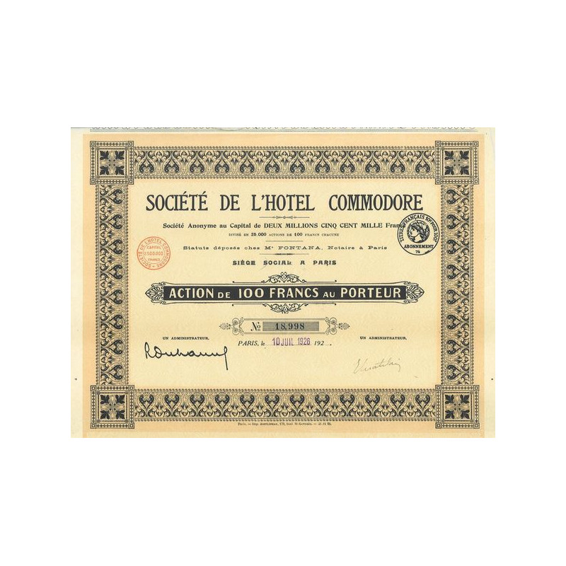 Sté de l'Hôtel Commodore
