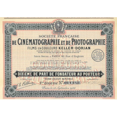 Sté Française de Cinématographie et de Photographie Films en Couleur Keller-Dorian (3 10ème de PF)
