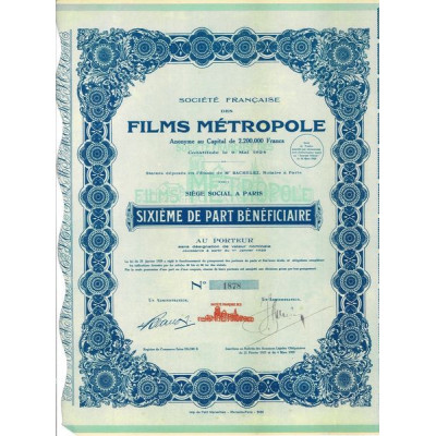 Sté Française des Films Métropole (6ème de PB)
