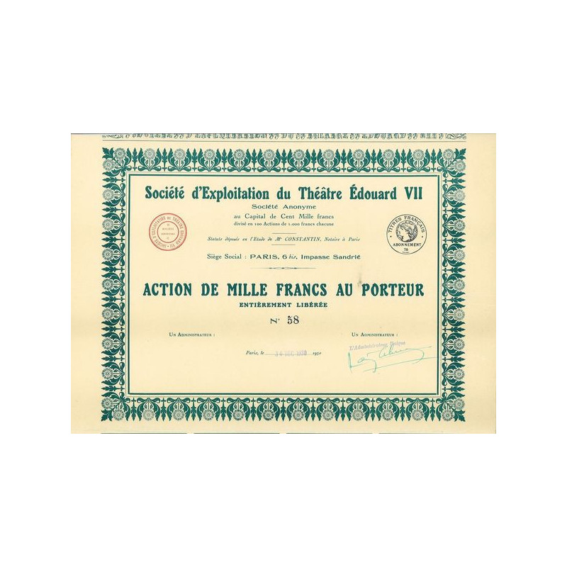 Sté d'Exploitation du Théâtre Edouard VII