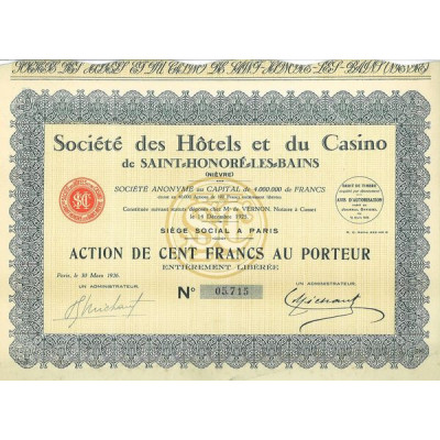 Sté des Hôtels et du Casino de Saint-Honoré-les-Bains