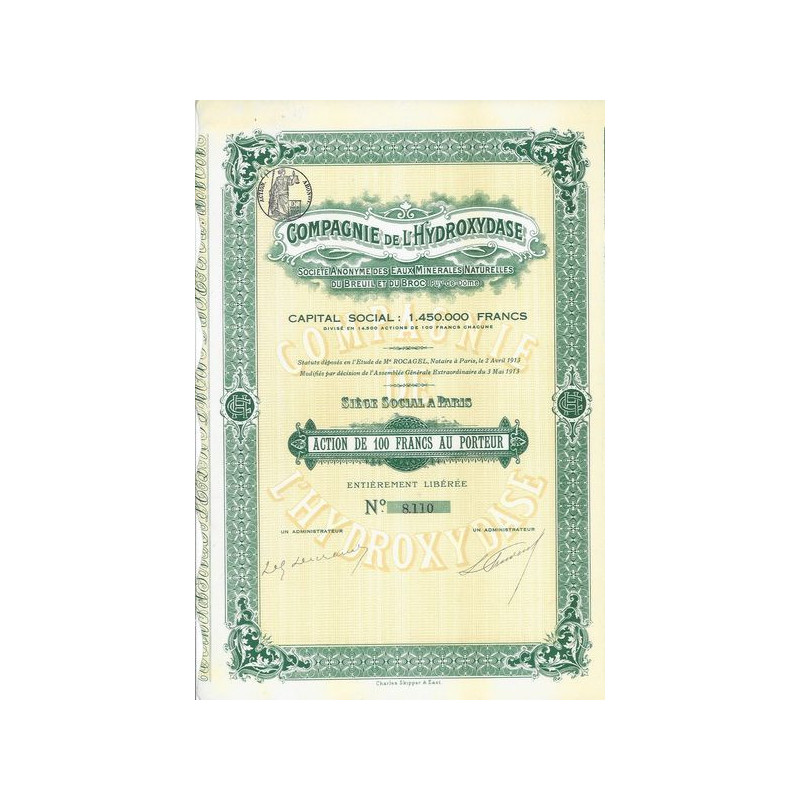 Cie de l'Hydroxydase - S.A. des Eaux Minérales Naturelles du Breuil et du Broc (Act)