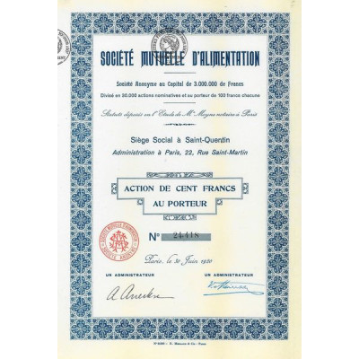 Sté Mutuelle d'Alimentation (1920)
