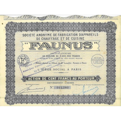 S.A. de Fabrication d'Appareils de Chauffage et de Cuisine - Faunus (Act 100 F)