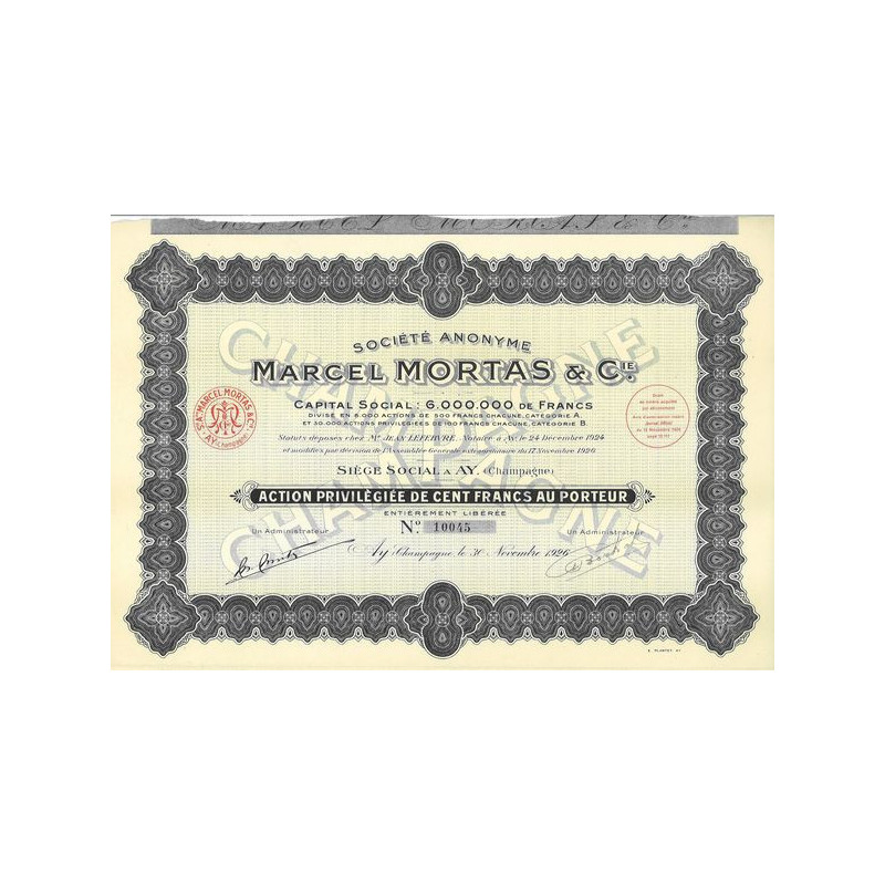 S.A. Marcel Mortas & Cie (Act P 100 F)