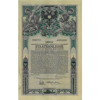Achte Österr. Kriegsanleihe Steuerfreie 5 1/2 % amortisable Staatsanleihe (1000 K)