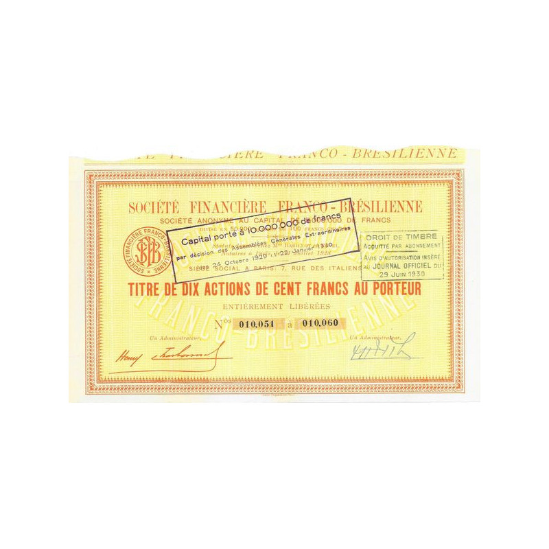 Sté Financière Franco-Brésilienne (10 Act)