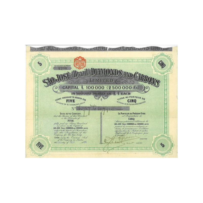 Sâo José (Brazil) Diamonds and Carbons Limited