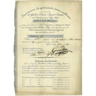 Succession de Quarante Deux Millions Provenant de Gabriel Olivier Benoit Dumas
