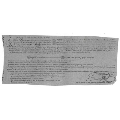 Vente par coupons d'actions de Huit Propriétés situées à Paris et à Bercy