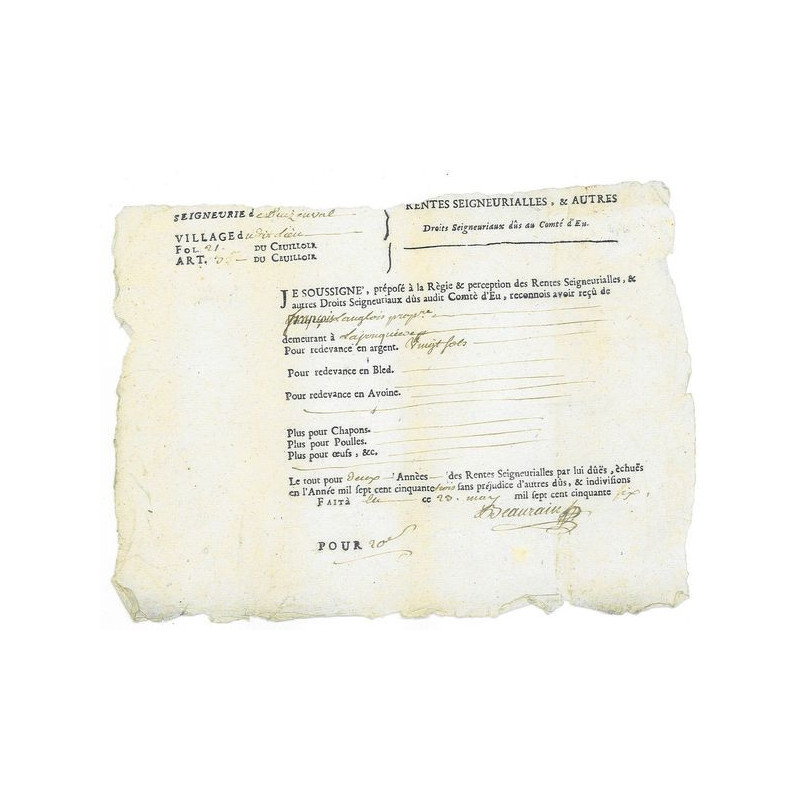 Rente Seigneurale 1 Autres - 1756