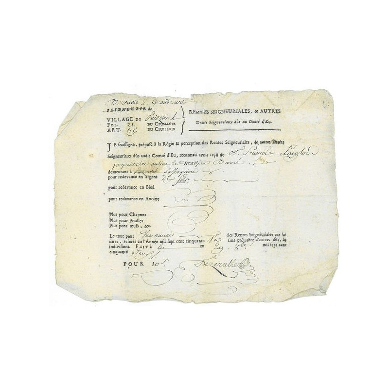 Rente Seigneurale 1 Autres - 1752