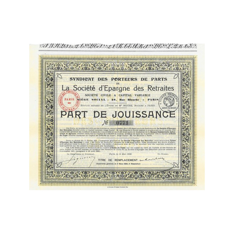 Syndicat des Porteurs de Parts de la Société d'Epargne des Retraites