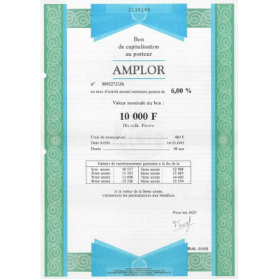 Amplor - Bon de Capitalisation au porteur