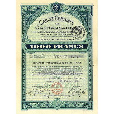Caisse Centrale de Capitalisation (1000 F)