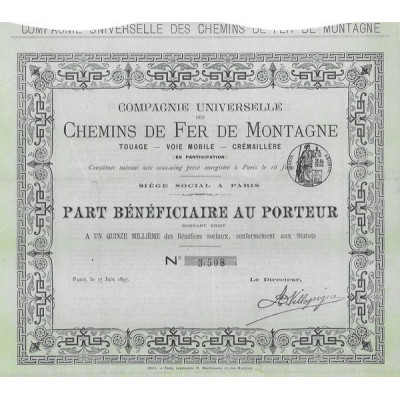 Cie Universelle des Chemins de Fer de Montagne. Touage - Voie Mobile - Crémaillère