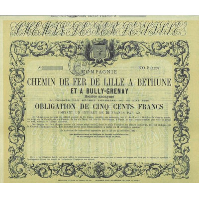Cie du Chemin de Fer de Lille à Béthune et à Bully-Grenay (blanquette)
