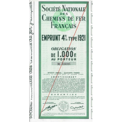 Sté Nationale des Chemins de Fer Français - Emprunt 4 % type 1921 - Intérêt 40 F
