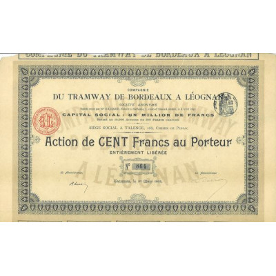 Cie des Tramways de Bordeaux à Léognan (Act 100 F)