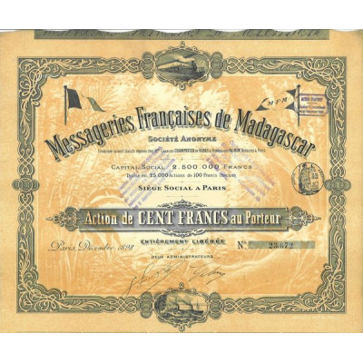 Messageries Françaises de Madagascar (Act 100 F)