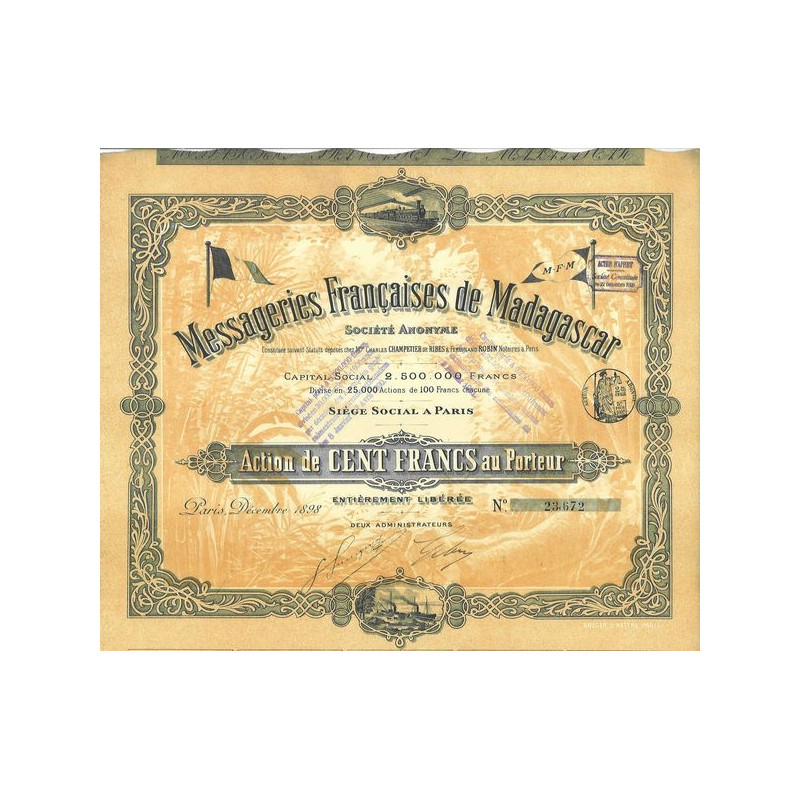 Messageries Françaises de Madagascar (Act 100 F)