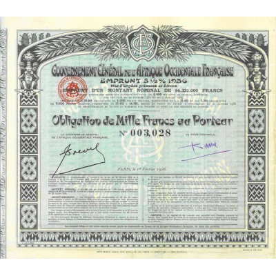 Gvt Général de l'Afrique Occidentale Française - Emprunt 5 1/2 % 1936