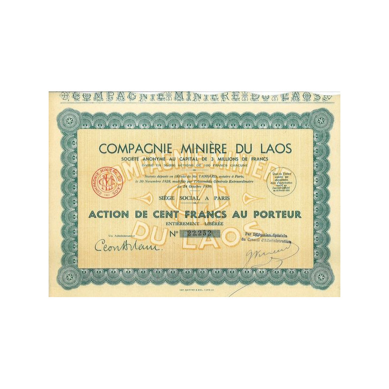 Cie Minière du Laos (modele 2)
