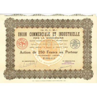 (U.C.I.M.) Union Commerciale et Industrielle pour la Mandchourie (Act 250 F)
