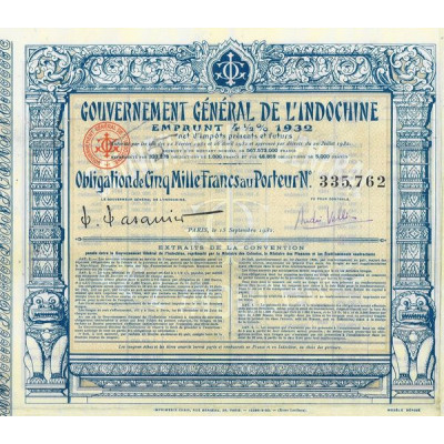 Gvt Général de l'Indochine - Emprunt 4 1/2 % 1932