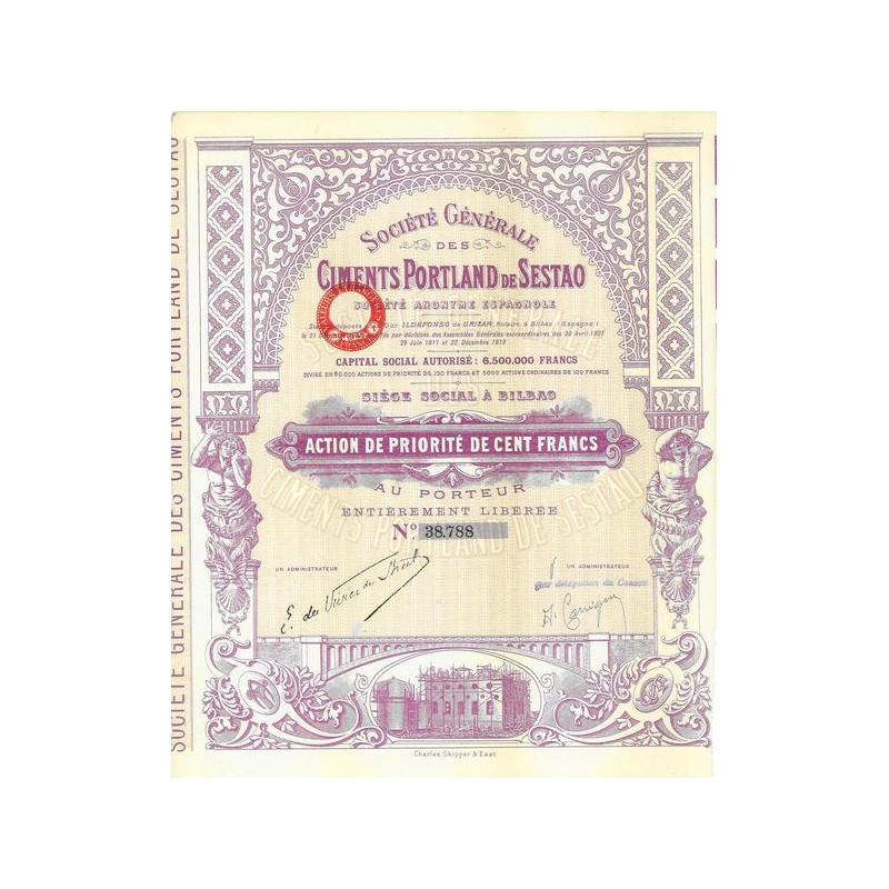Sté Gale des Ciments Portland de Sestao (Act Prior 100 F)