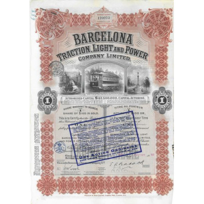 Barcelona Traction Light and Power Cy Ltd ($ 100 Or)(1923)