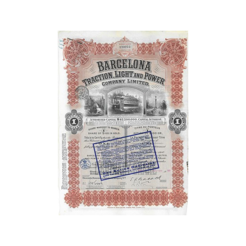 Barcelona Traction Light and Power Cy Ltd ($ 100 Or)(1923)
