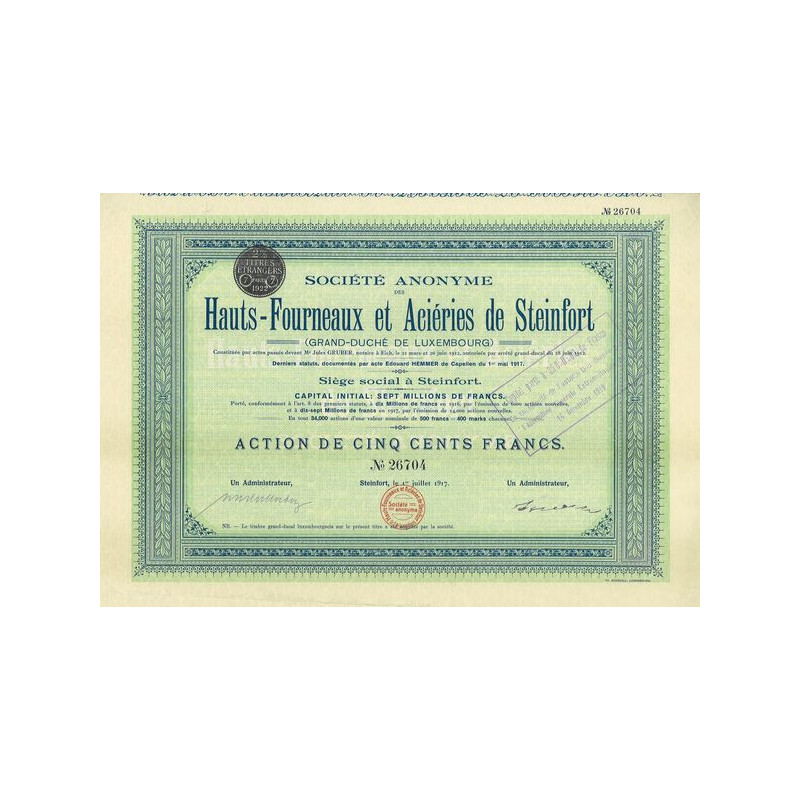 S.A. des Hauts-Fourneaux et Aciéries de Steinfort (Grand-Duché de Luxembourg)