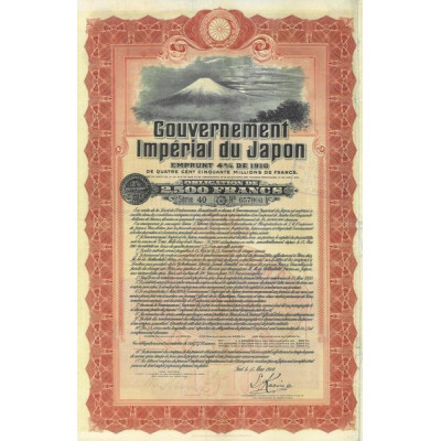 Gvt Impérial du Japon - Emprunt 4 % de 1910 (Obl 2500 F)